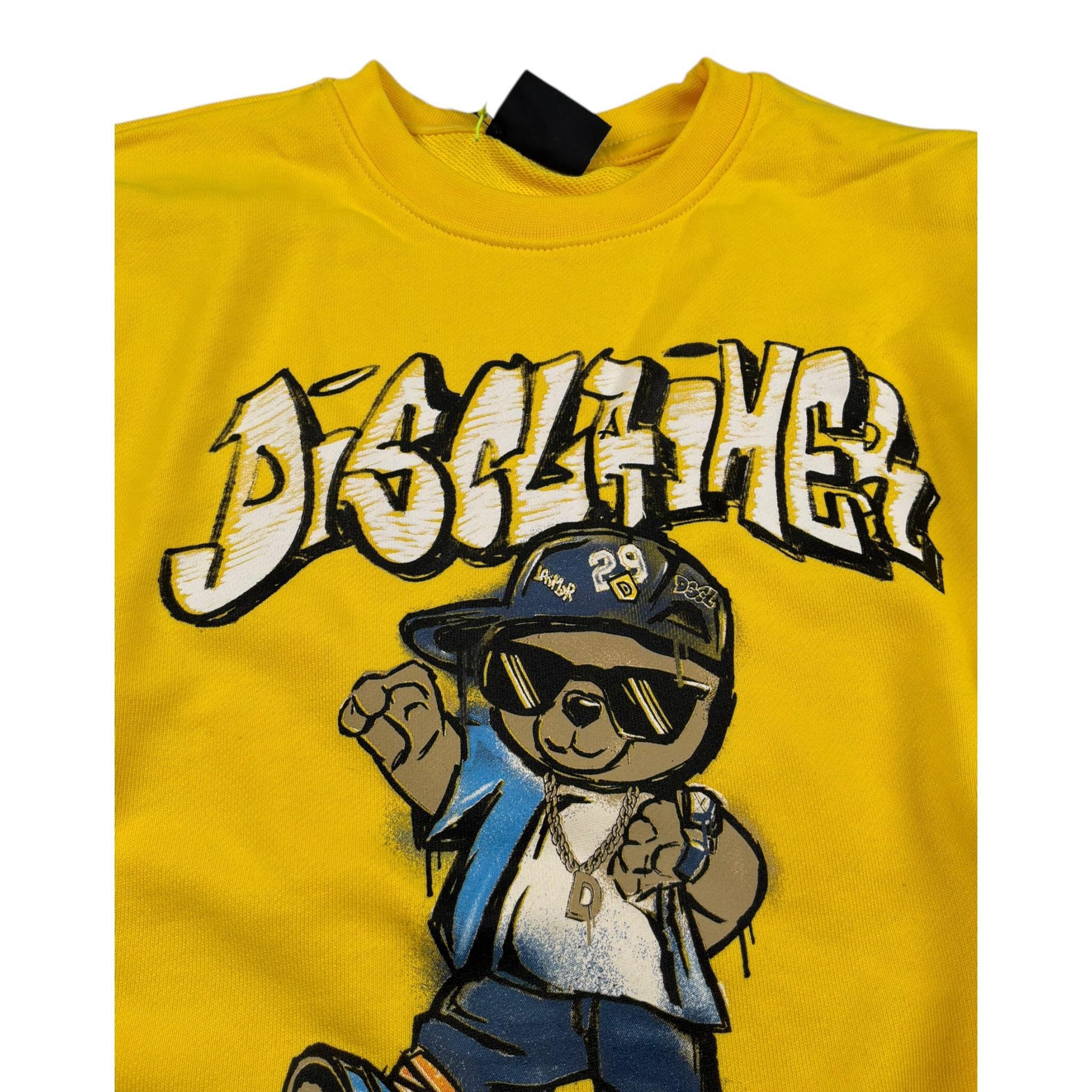 Disclaimer Felpa Chiusa Girocollo Tinta Unita con Logo per Bambino 25EDK58430X GIALLO DISCLAIMER 