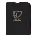 Liu Jo Shirt Tinta Unita Girocollo con Brillantini per Bambina KF4029 NERO LIU JO 