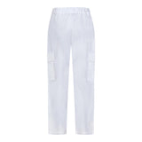 Dondup Pantalone Tinta Unita Con Tasconi E Elastico In Vita Bianco Per Bambino