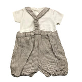 Le Coconne Pagliaccetto Bicolore Fantasia A Righe Bianco/Beige Per Neonato