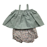 Teddy E Minou Compelto 2 Pezzi Camicia-Culotte Verde Per Neonata