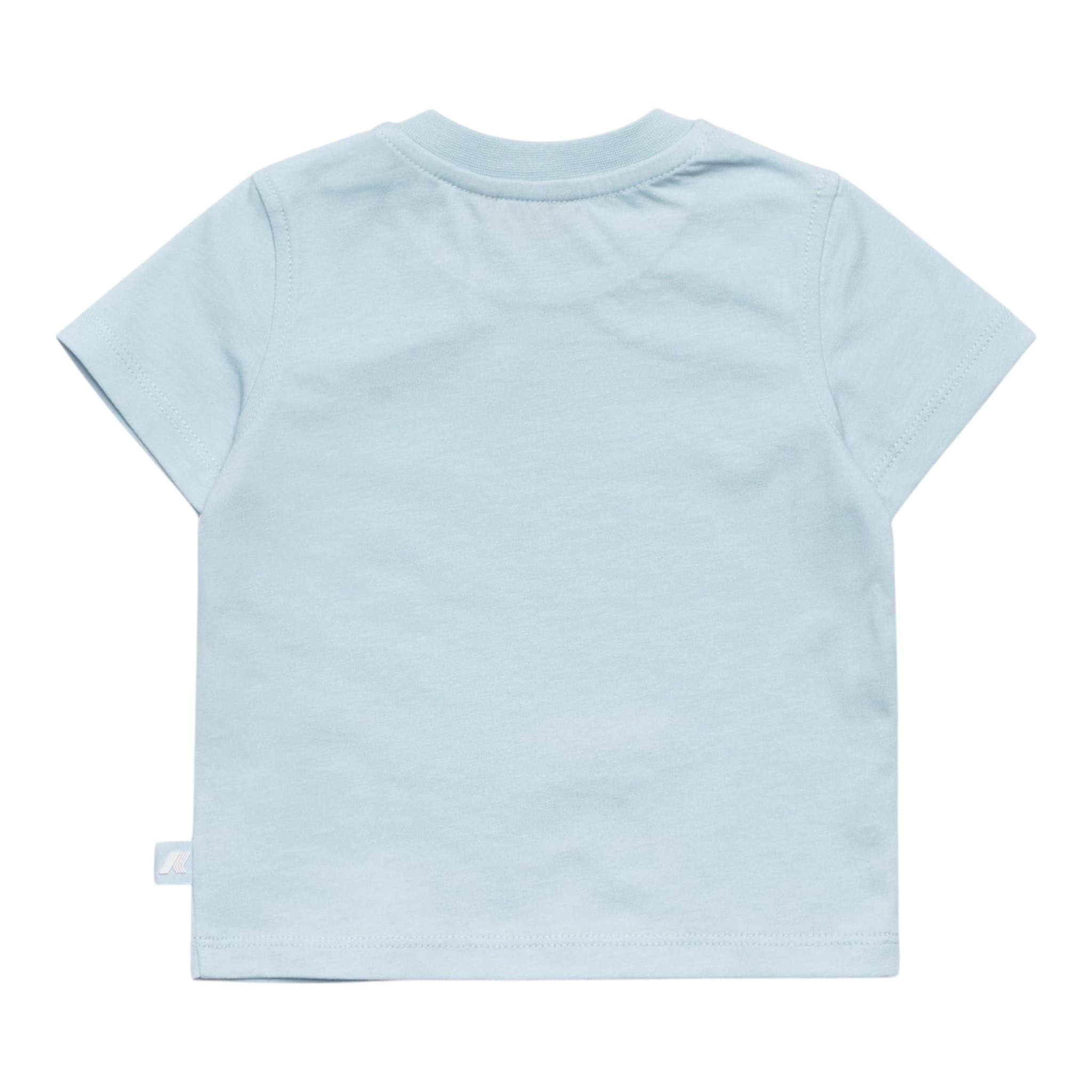 K-Way T-Shirt Girocollo Tinta Unita con Logo per Neonato K11613WXX AZZURRO K-WAY 