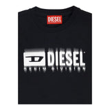 DIESEL t-shirt girocollo tinta unita con stampa Nero per Bambino J02033 NERO DIESEL 