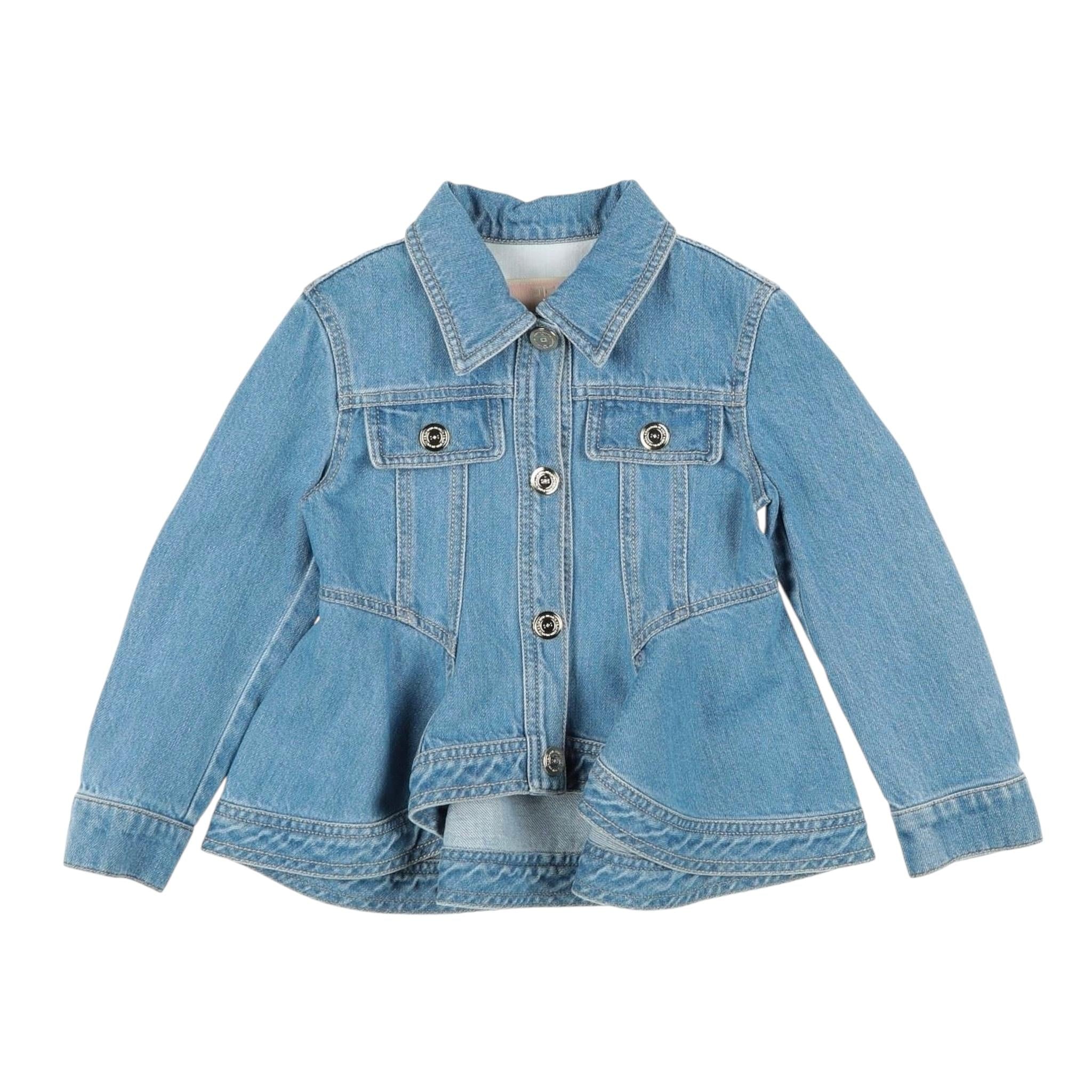 Elisabetta Franchi camicia Manica Lunga Tinta Unita In Denim per Bambina EFGB123XX AZZURRO ELISABETTA FRANCHI 