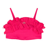 Twinset Top A Bretelline Tinta Unita Con Rouches Fuxia Per Bambina