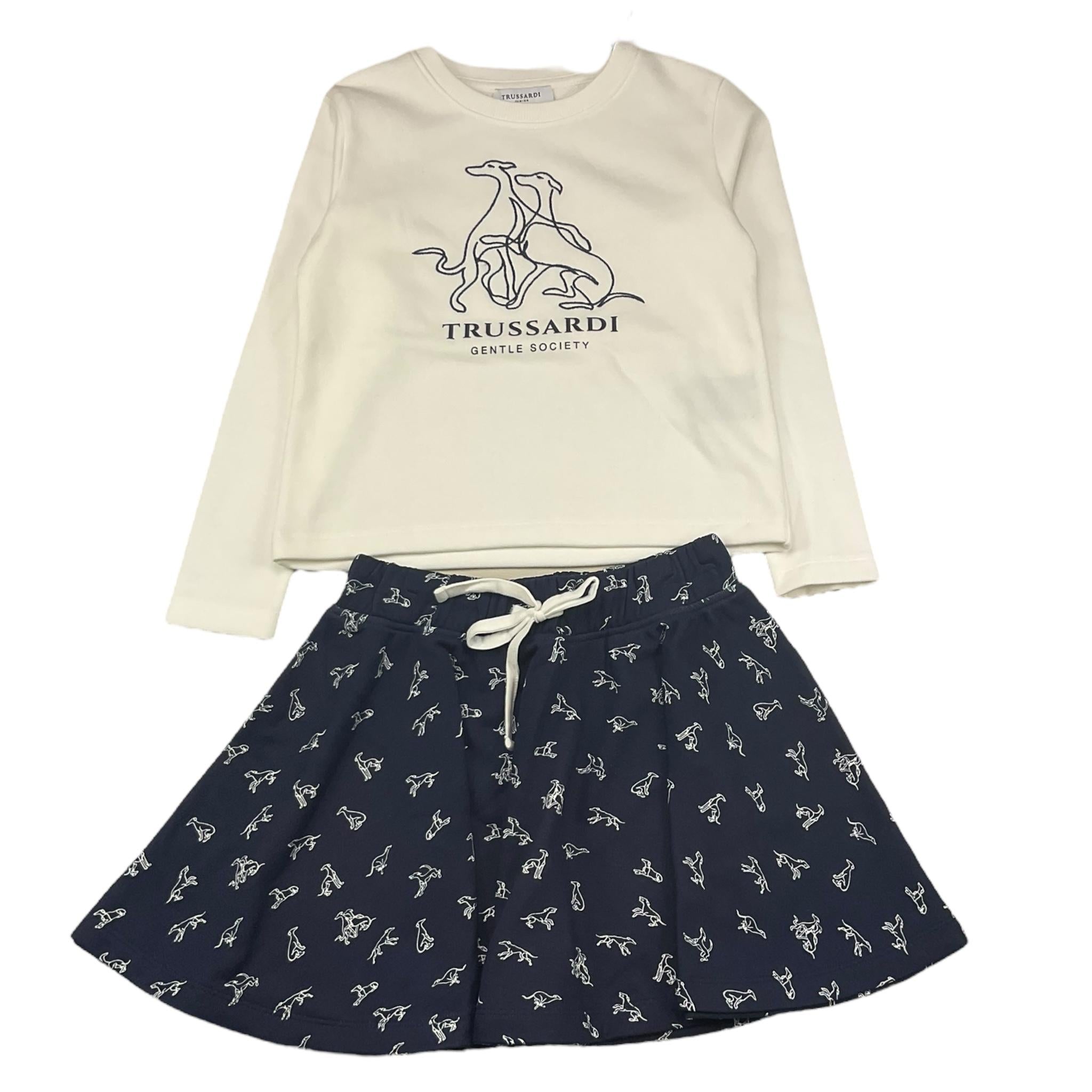 TRUSSARDI completo 2 pezzi shirt-gonna bicolore Bianco/blu per Bambina TGA25038CF BIANCO/BLU TRUSSARDI 