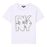 Dkny T-Shirt Tinta Unita con Stampa per Bambina D62305 BIANCO DKNY 