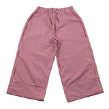 Piccola Ludo Pantalone Tinta Unita Fantasia A Quadri Con Elastico In Vita Rosso Per Bambina