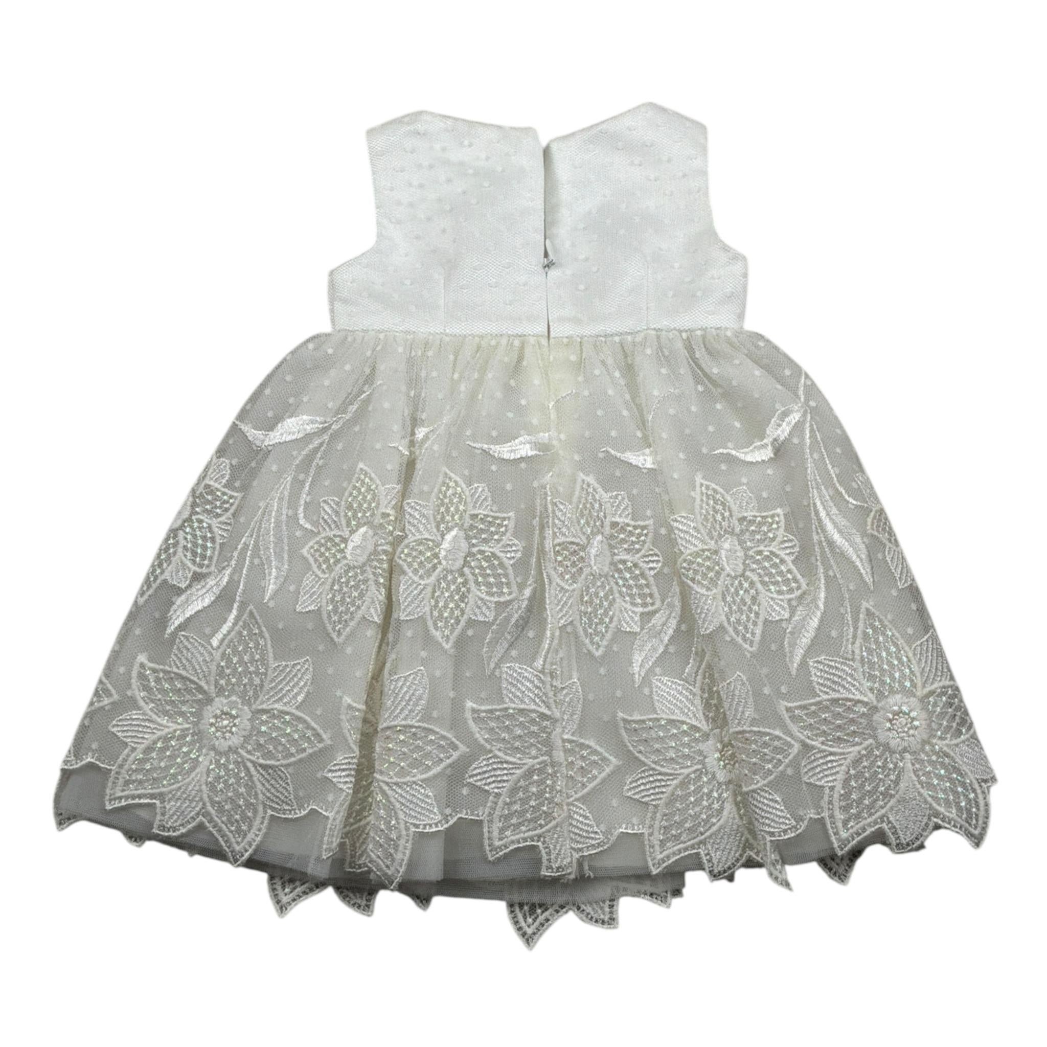 Colori Chiari Abito Giromanica con Ricami Bianco per Neonata FN104334 BIANCO COLORI CHIARI 