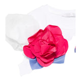 Miss Grant T-Shirt Girocollo Tinta Unita con Applicazioni per Neonata MG1332X BIANCO MISS GRANT 