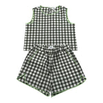 Il Gufo Completo 2 Pezzi Top-Short Bicolore con Fantasia A Quadri per Bambina P25DP540C3161 BIANCO/VERDE IL GUFO 