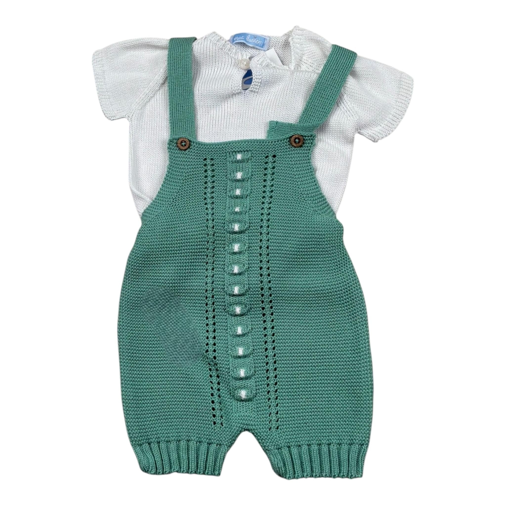 Mac Ilusio'N Completo 2 Pezzi Salopette-Maglia per Neonata 9642 BIANCO/VERDE MAC ILUSIO'N 