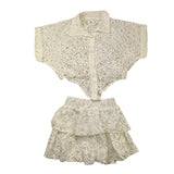 4Giveness Completo Gonna-Camicia Tinta Unita Traforato Bianco Per Bambina