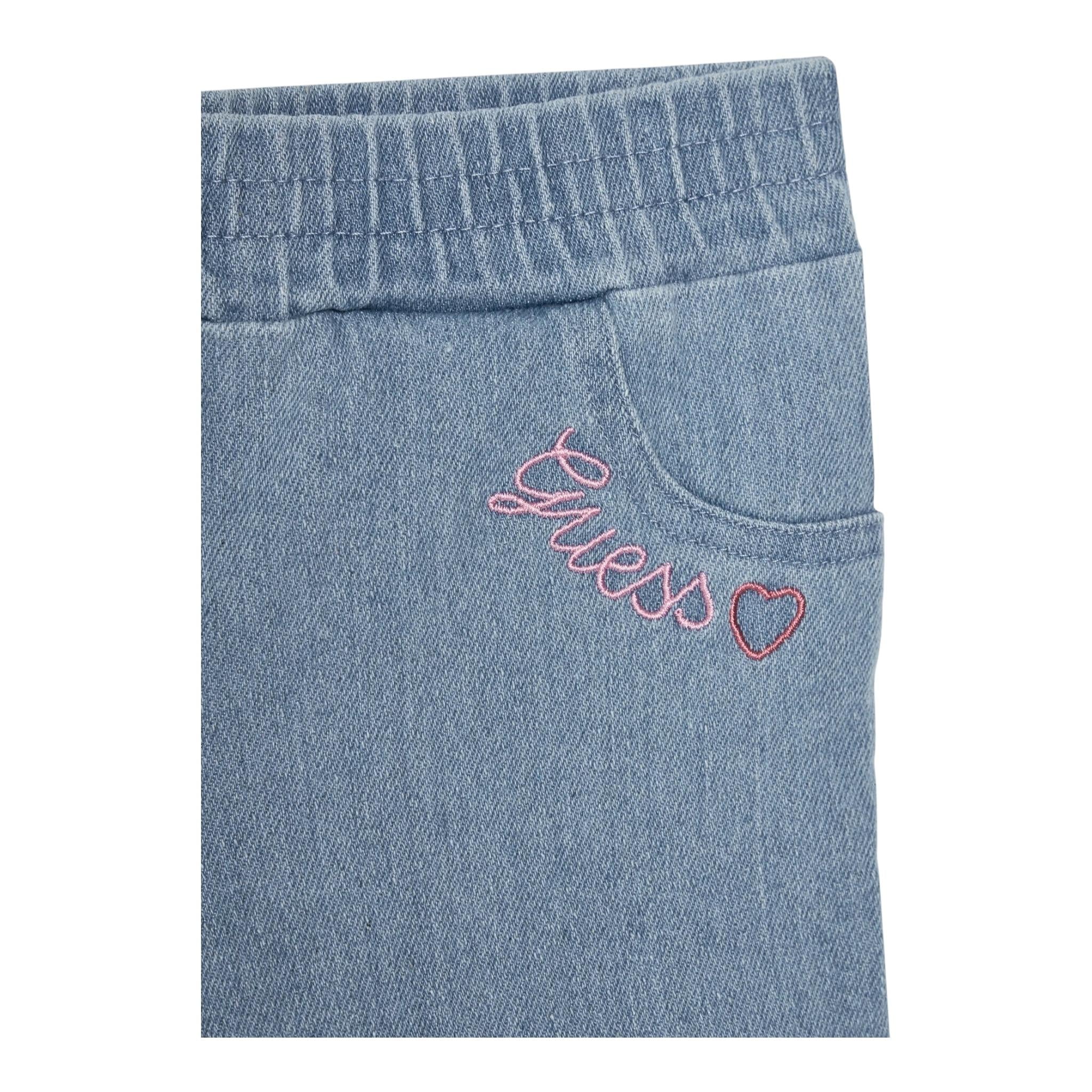 Guess Short In Denim Tinta Unita con Elastico In Vita per Neonata K5GD04D5160 AZZURRO GUESS 