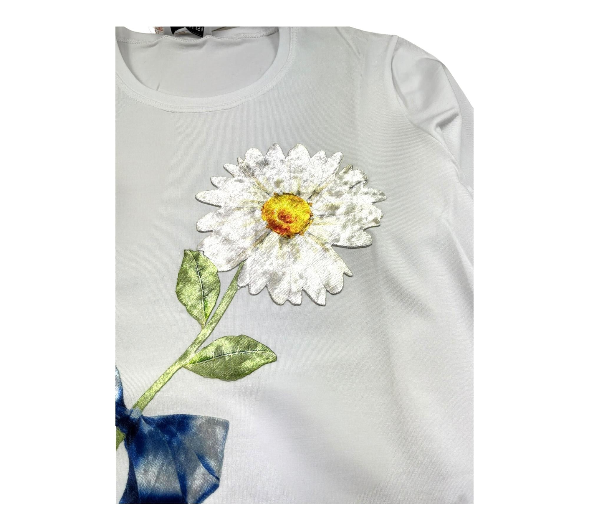 Monnalisa Shirt Girocollo Tinta Unita con Stampa per Bambina 113605A2 BIANCO MONNALISA 