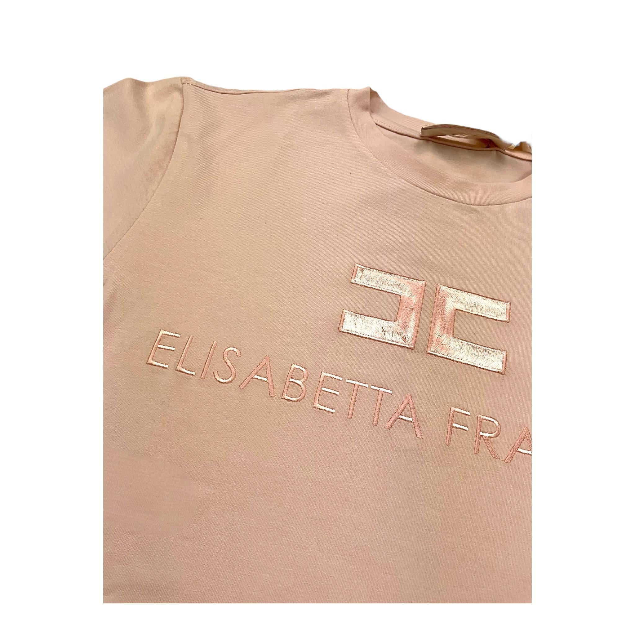 Elisabetta Franchi T-Shirt Girocollo Tinta Unita con Logo per Bambina EFTS231X ROSA ELISABETTA FRANCHI 