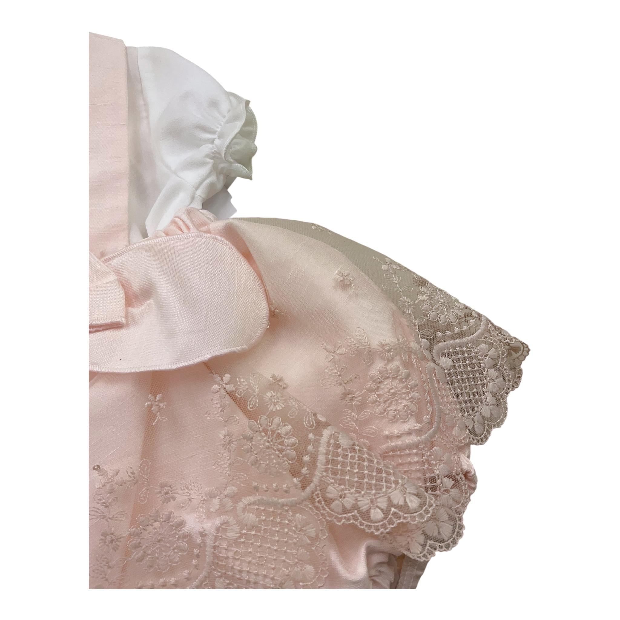 Barcellino Completo 2 Pezzi Camicia Body-Salopette Bicolore per Neonata 120724 BIANCO/ROSA BARCELLINO 