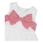 Monnalisa Abito Giromanica Tinta Unita con Ricami E Fiocco per Neonata 31E909 BIANCO MONNALISA 