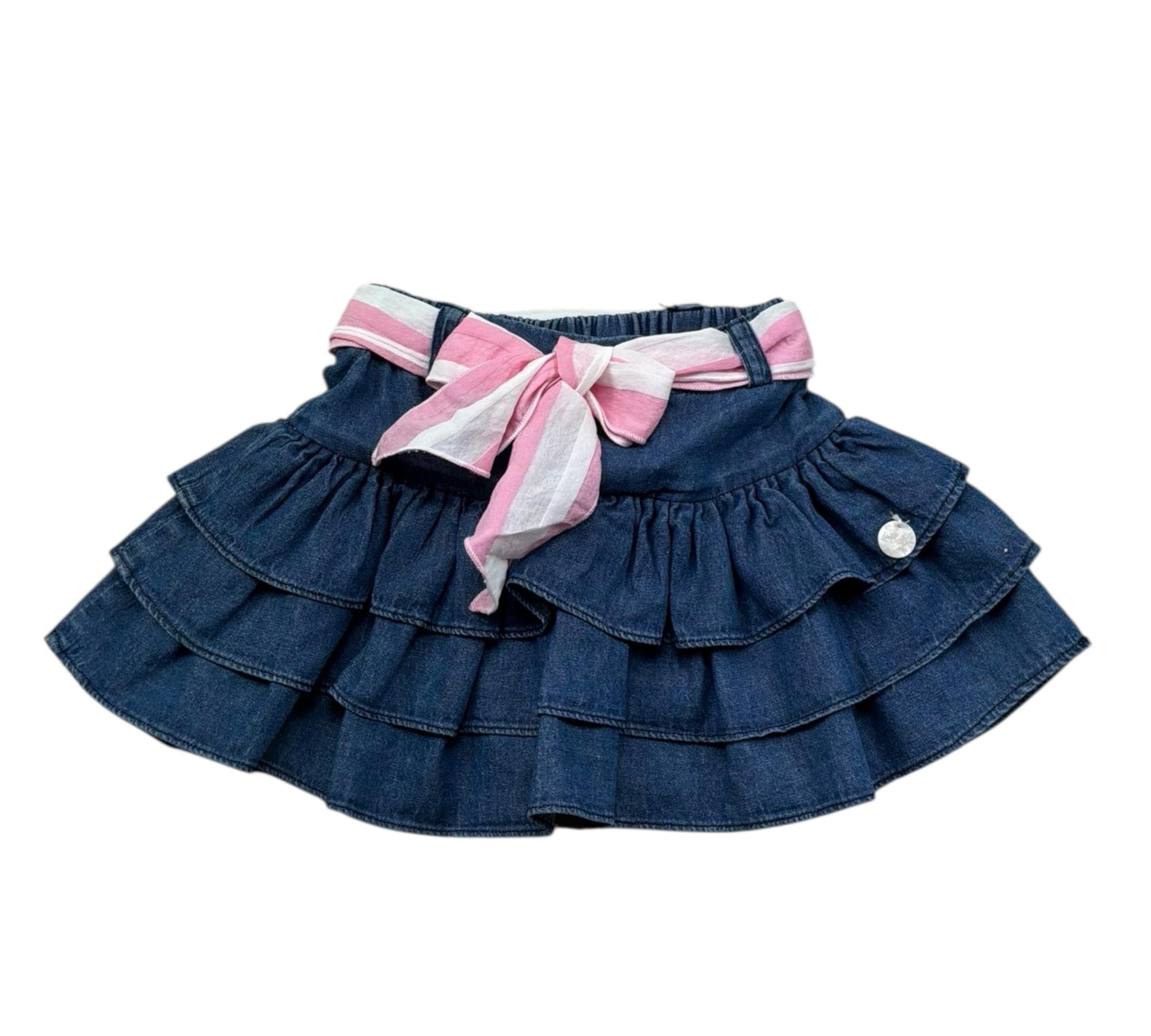 Le Bebe Gonna Tinta Unita con Cinturino per Neonata LBG6417 BLU LE BEBE 