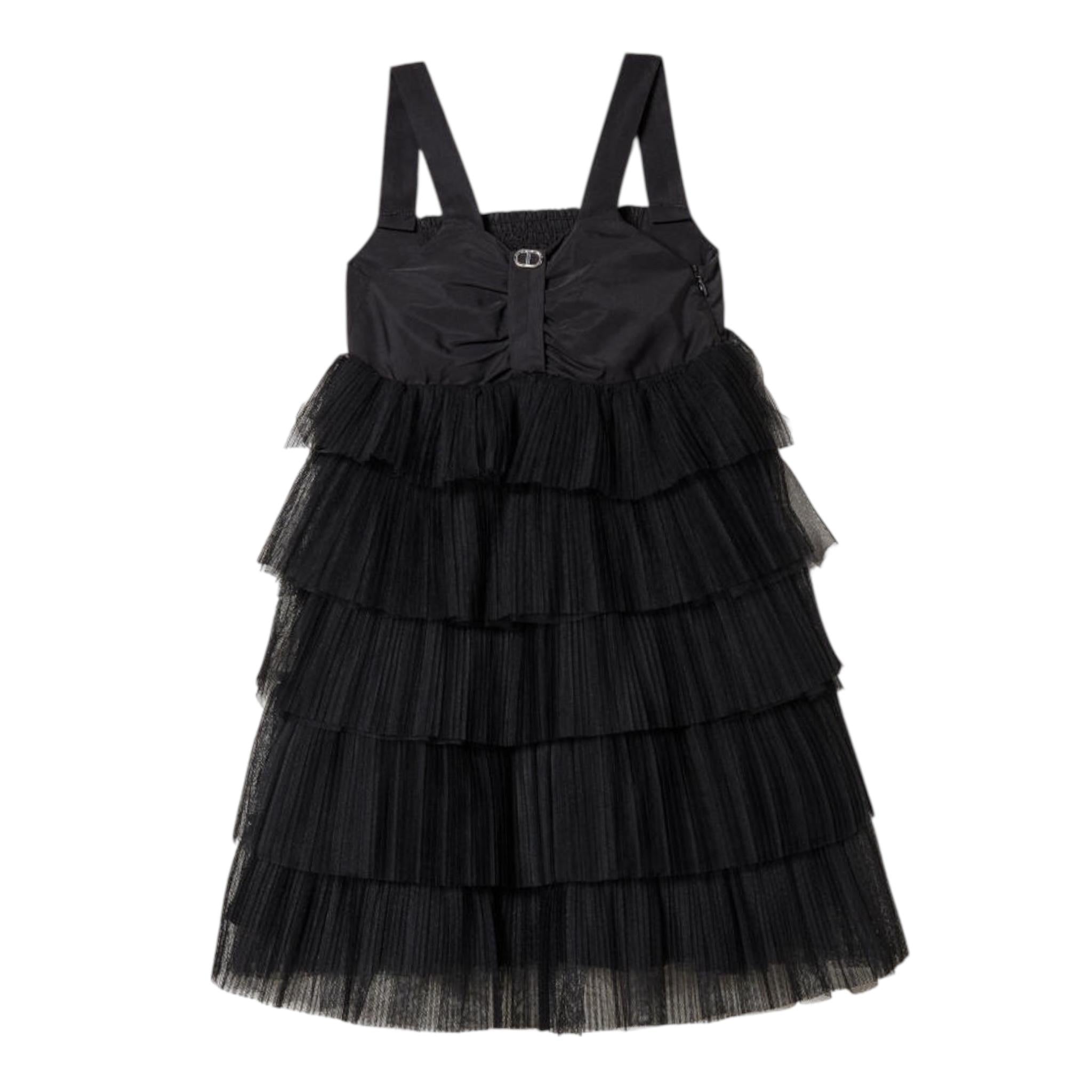 Twinset Abito con Bretelle Tinta Unita E Tulle per Bambina 231GJ2Q90 NERO TWINSET 