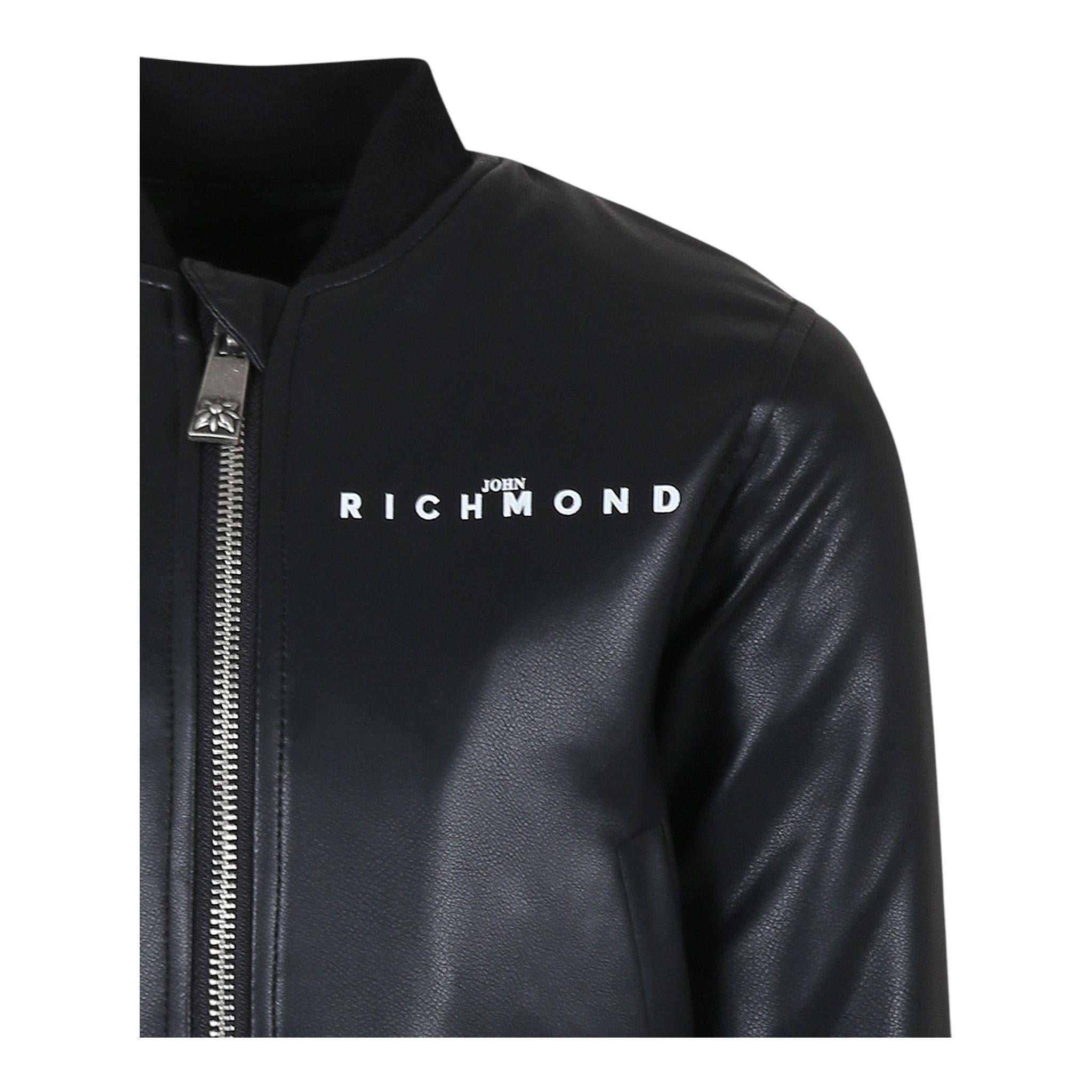 JOHN RICHMOND giubbino in ecopelle tinta unita con zip Nero per Bambino RIA24069GBJ NERO JOHN RICHMOND 