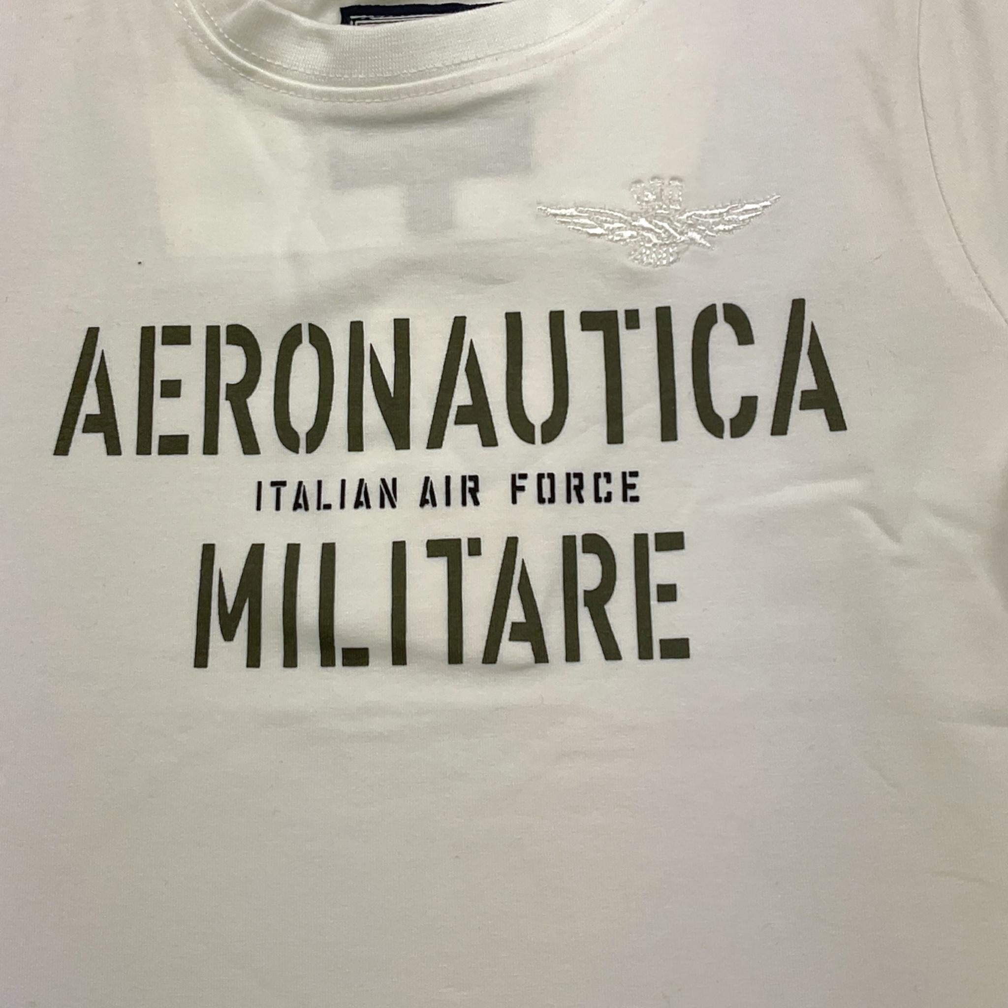 AERONAUTICA MILITARE t-shirt girocollo tinta unita con stampa Bianco per Bambino 242TS0001AJRJ6644 BIANCO AERONAUTICA MILITARE 