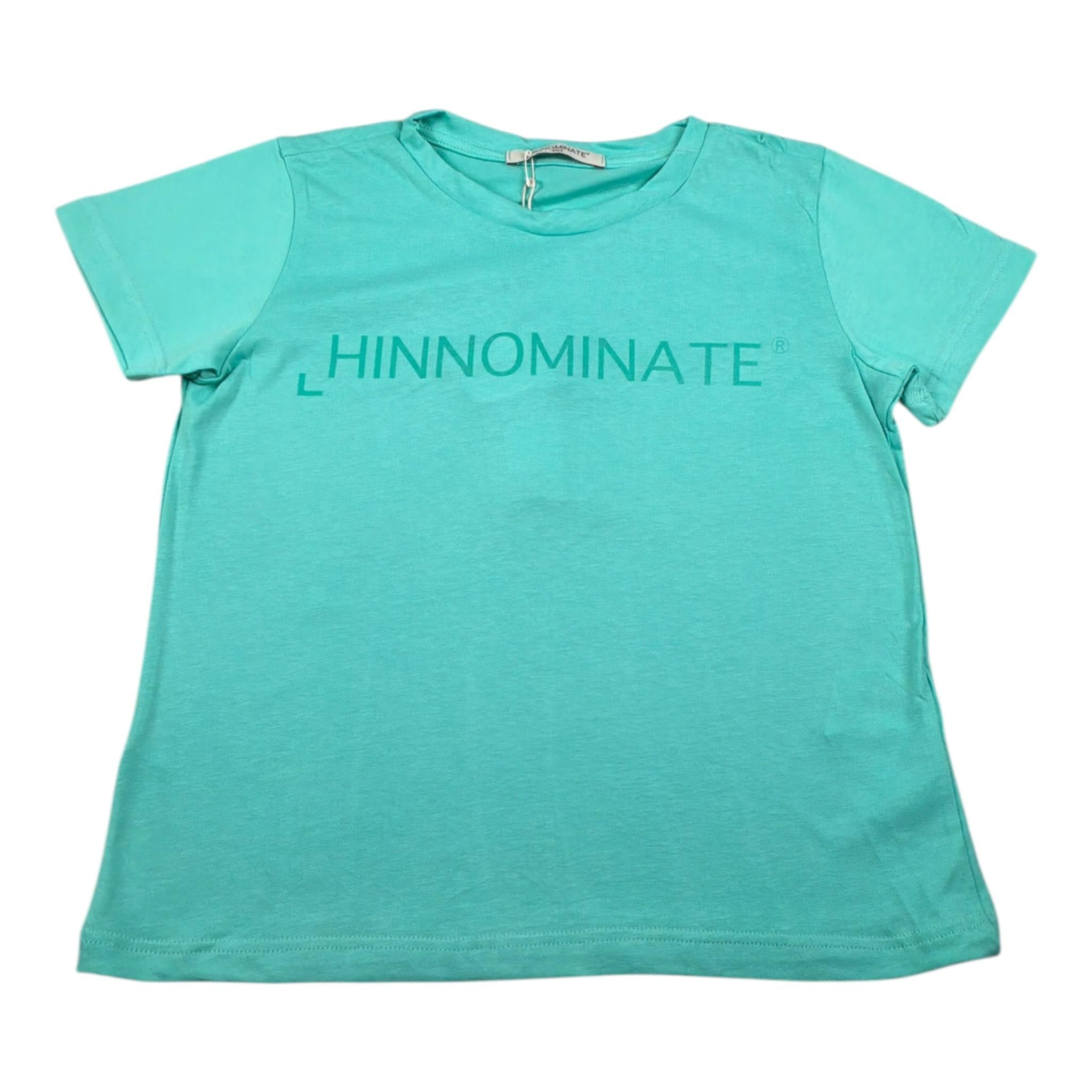 Hinnominate T-Shirt Girocollo tinta unita con Stampe Verde Acqua per Bambina 3646M0085 VERDE ACQUA HINNOMINATE 
