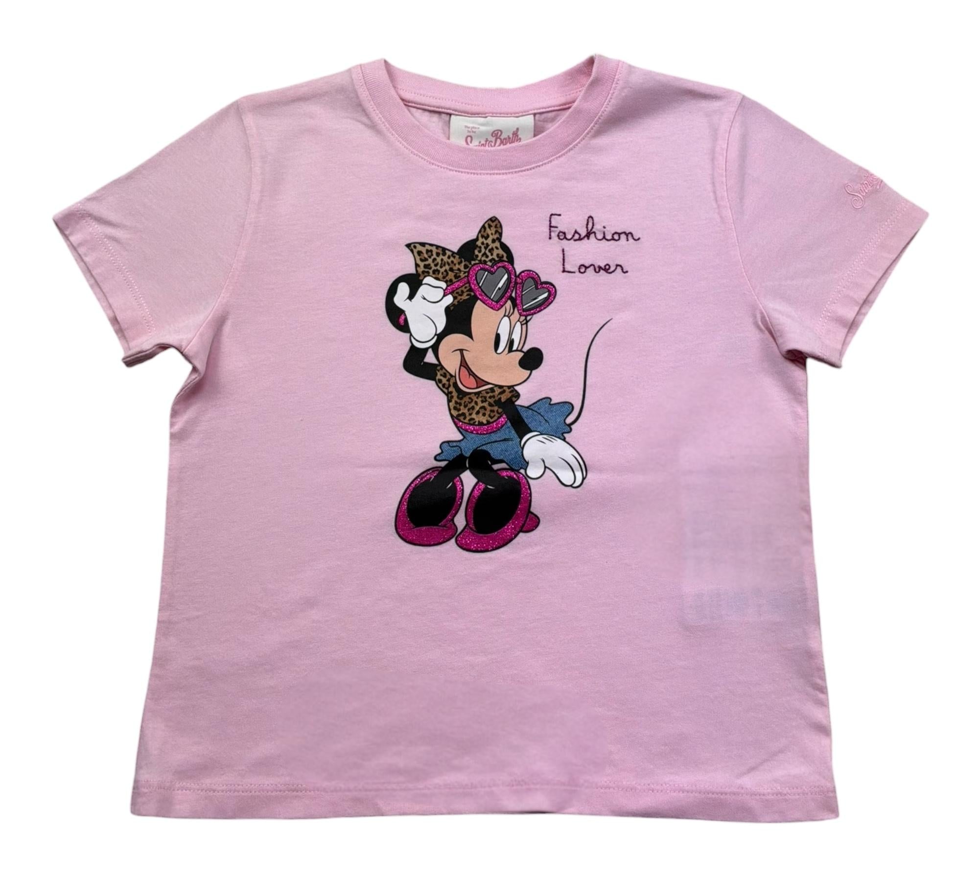 Saint Barth T-Shirt Gircollo Tinta Unita con Minnie per Bambina FAHION ROSA SAINT BARTH 