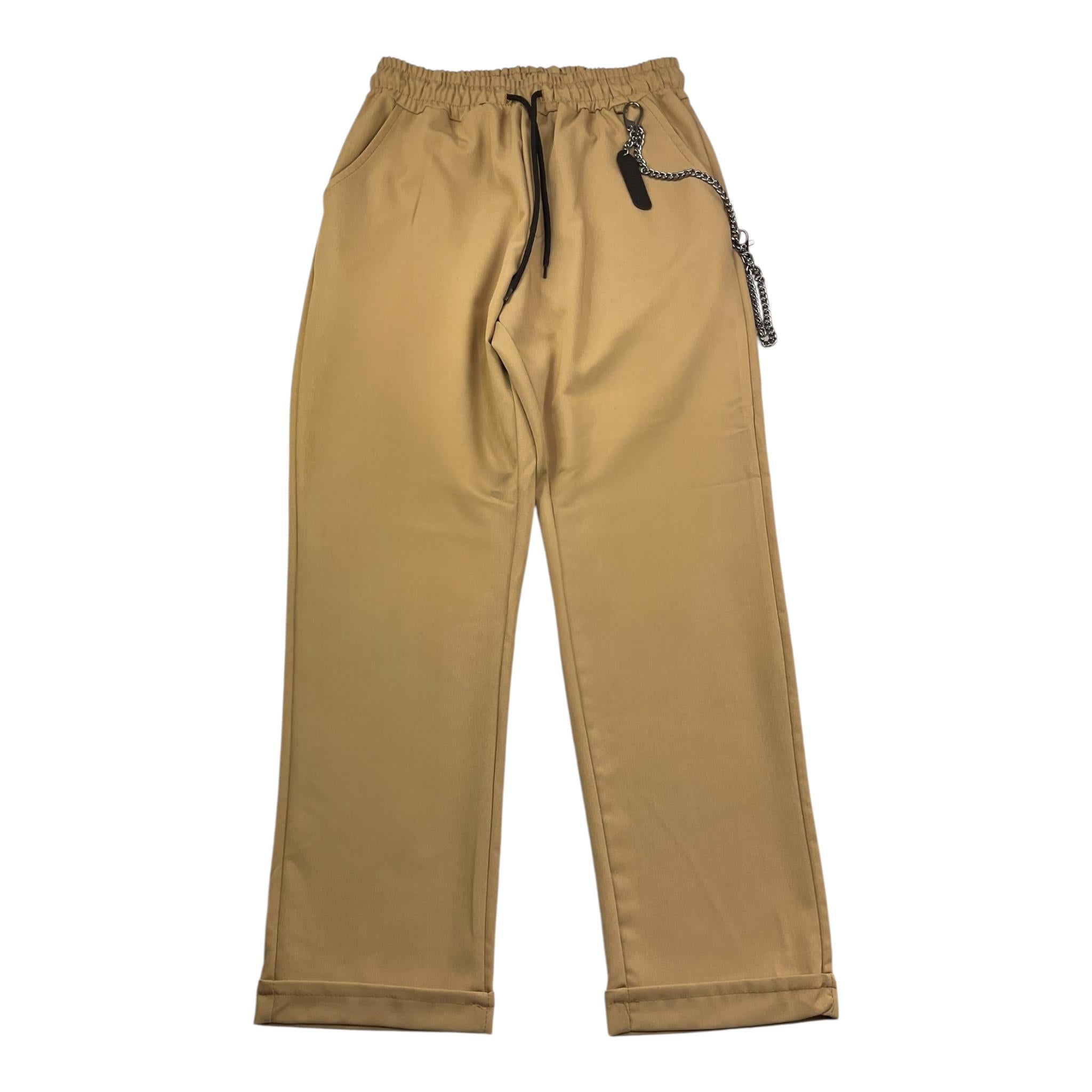 Never Too Pantalone Tinta Unita con Elastico In Vita per Bambino NT1559R CAMMELLO NEVER TOO 