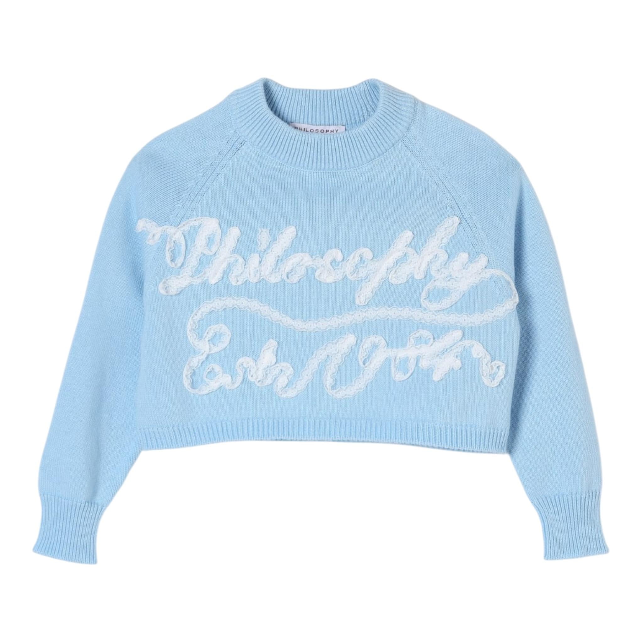 Philosophy Maglia Tinta Unita con Stampa per Bambina I9E614 AZZURRO PHILOSOPHY 