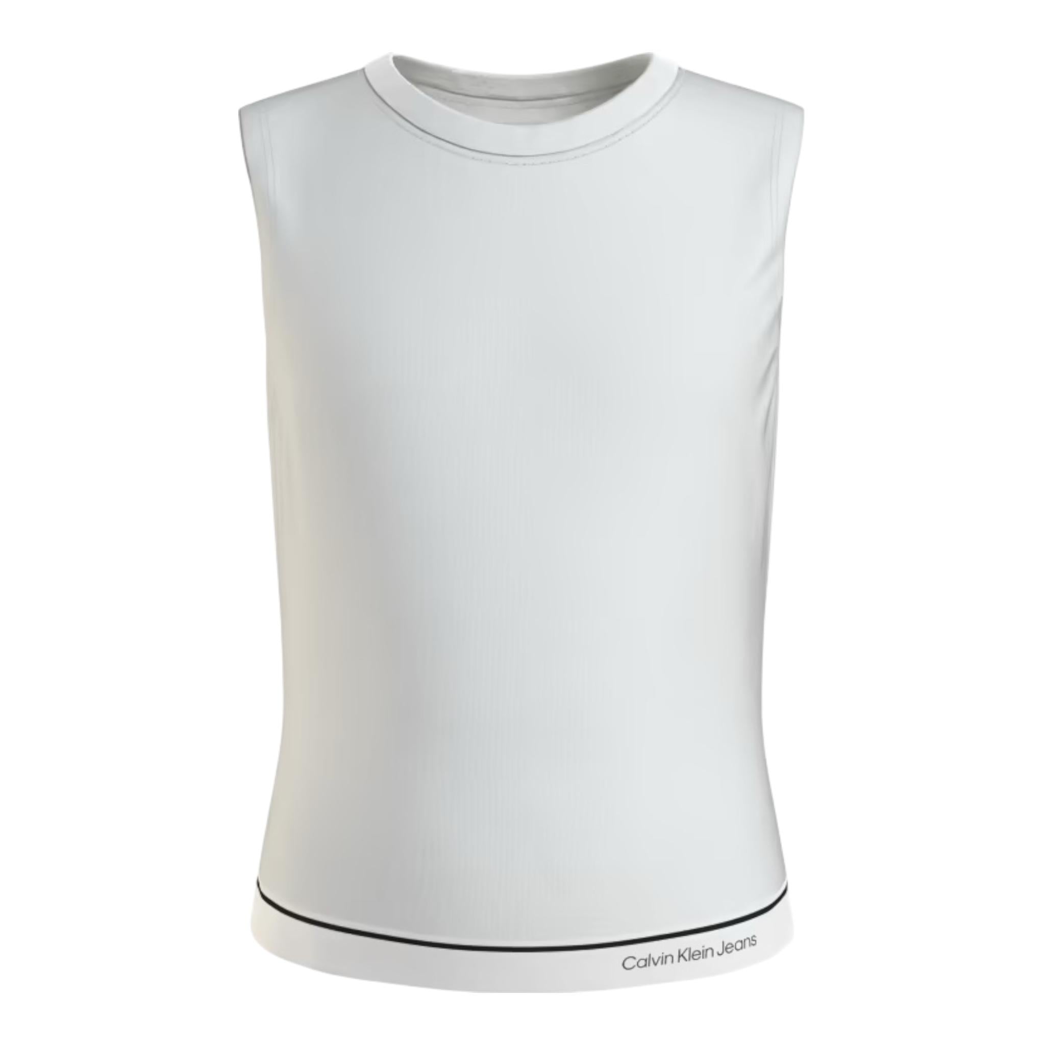 Calvin Klein Top Tinta Unita con Loog per Bambina IG0IG02437X BIANCO CALVIN KLEIN 