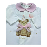 Le Bebe Tutina Manica Lunga Tinta Unita con Colletto E Stampa In Contrasto per Neonata LBG6263 BIANCO LE BEBE 