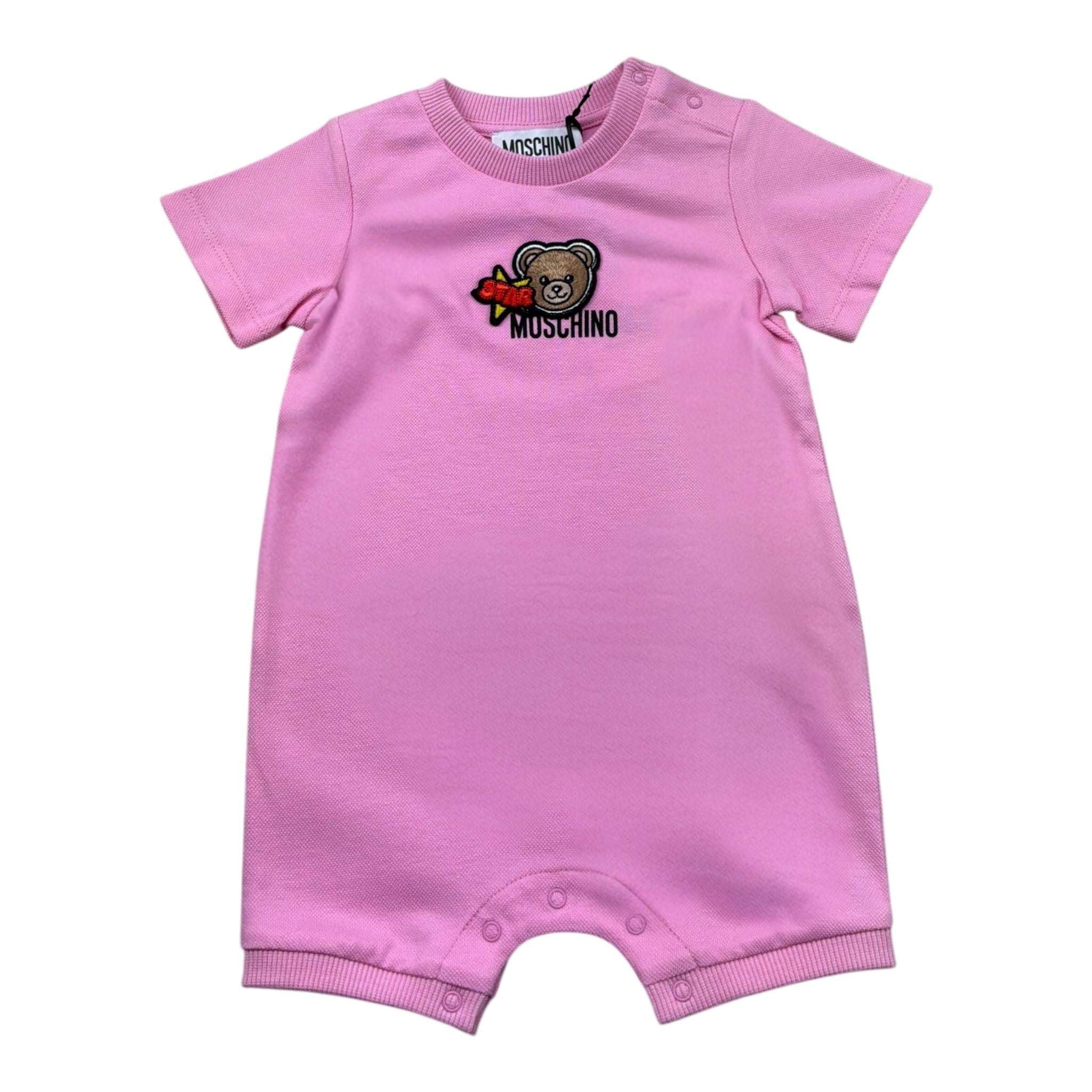Moschino Pagliaccetto Mezza Manica Girocollo per Neonata MWY022 ROSA MOSCHINO 
