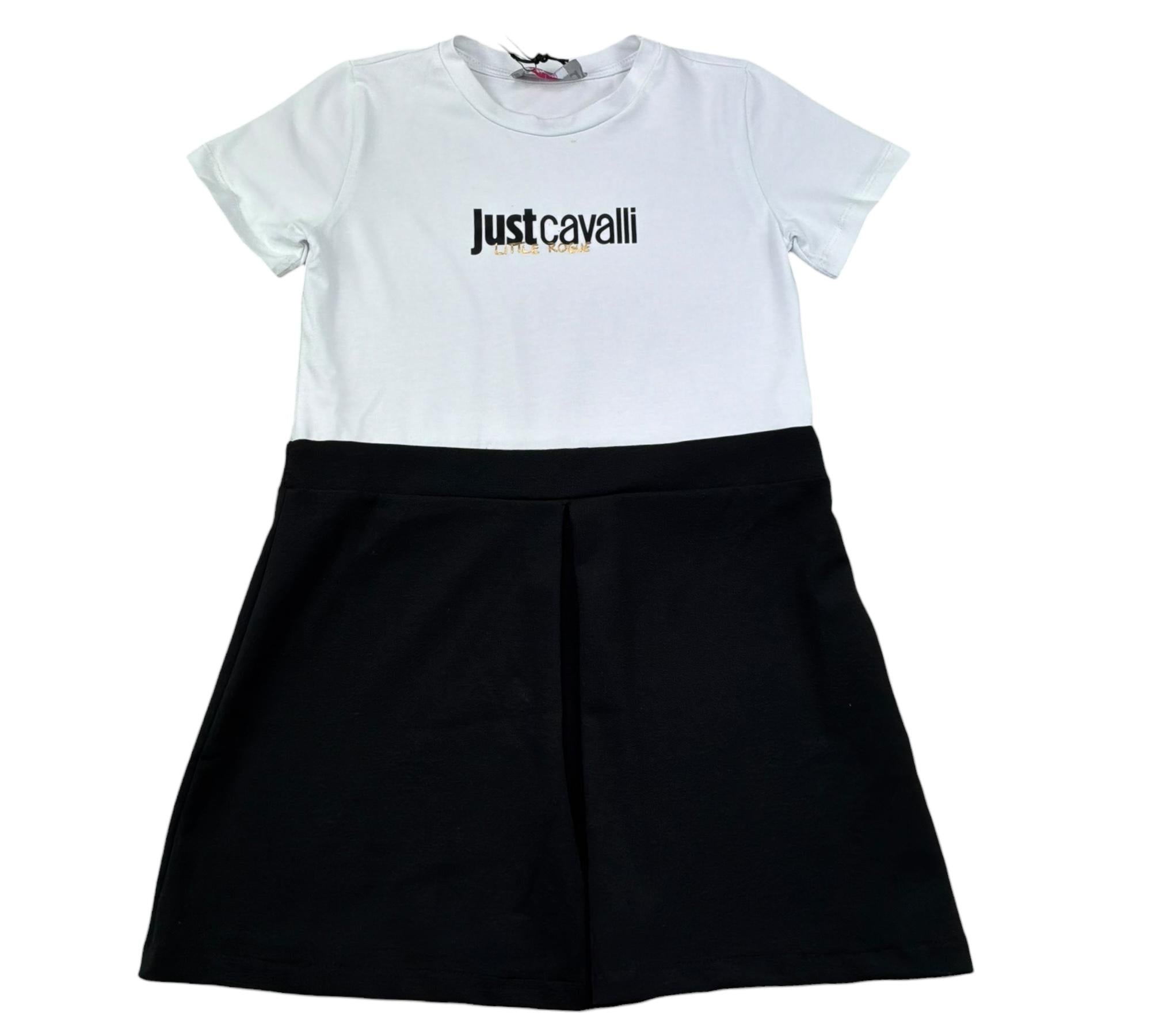 Just Cavalli Abito Mezza Manica Bicolore con Logo per Bambina JGP26161VE BIANCO/NERO JUST CAVALLI 