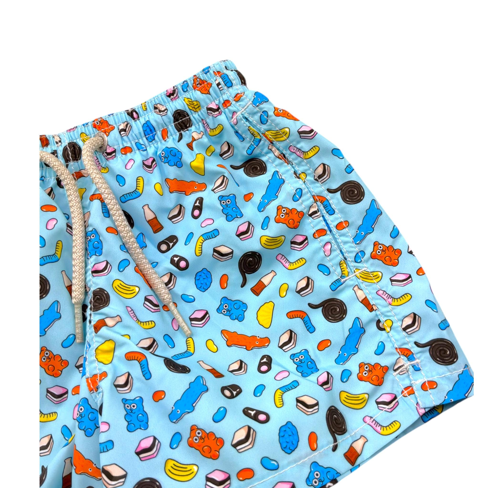 Saint Barth Costume Modello Boxer Tinta Unita con Stampa per Bambino CANDYY AZZURRO SAINT BARTH 
