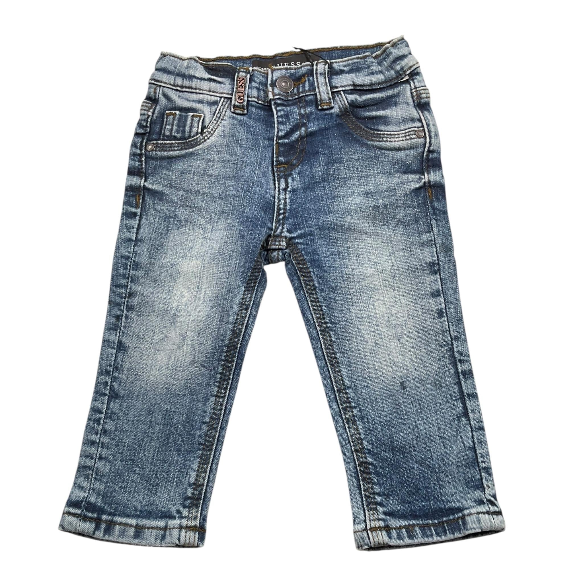 Guess Jeans Tinta Unita con Girovita Regolabile per Neonato N4YA10D52Z0 BLU GUESS 