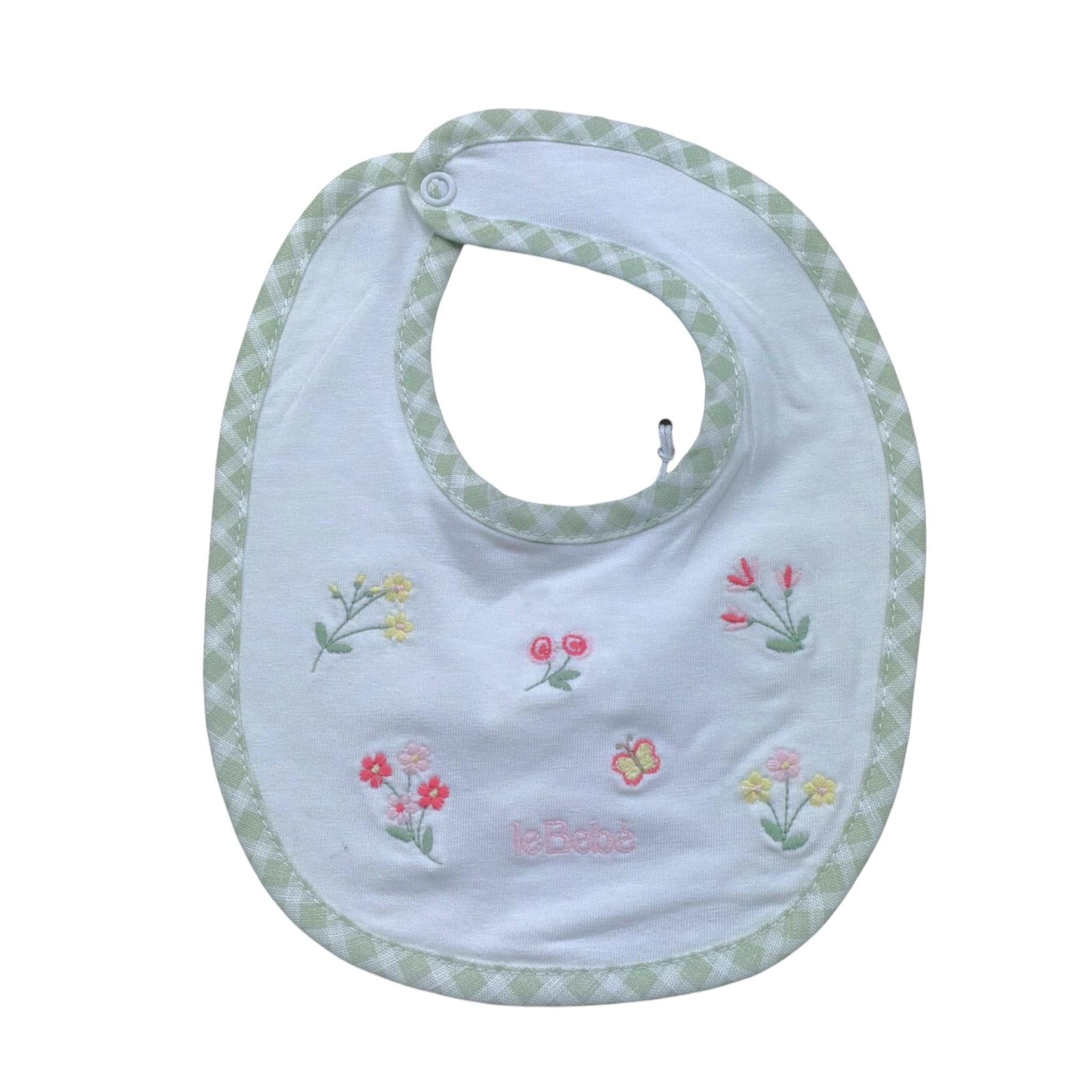 Le Bebe' Bavetta Tinta Unita con Stampa per Neonata LBG6236 BIANCO LE BEBE' 