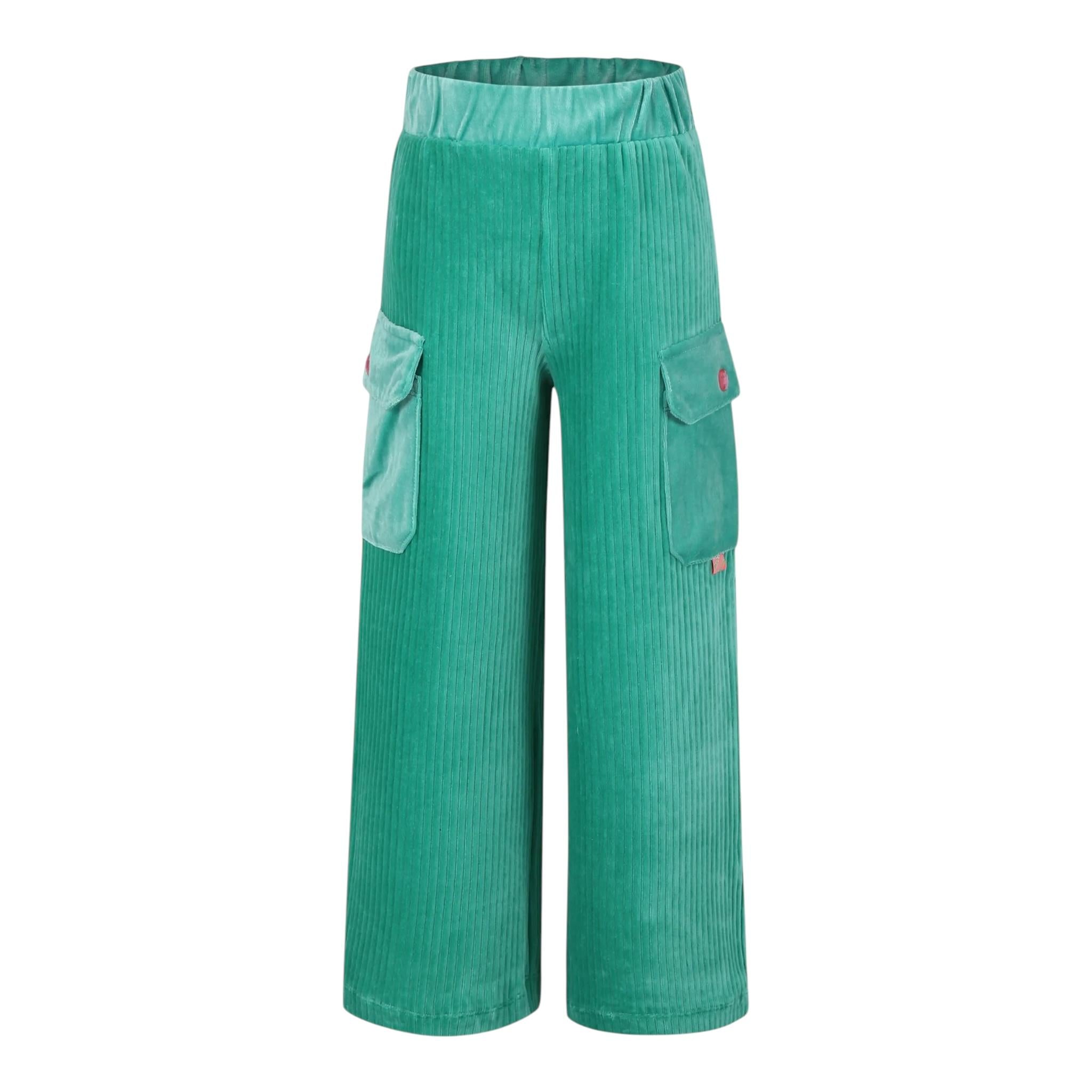 BillIEBLUSH pantalone tinta unita modello palazzo in velluto Verde per Bambina U20448 VERDE BillIEBLUSH 
