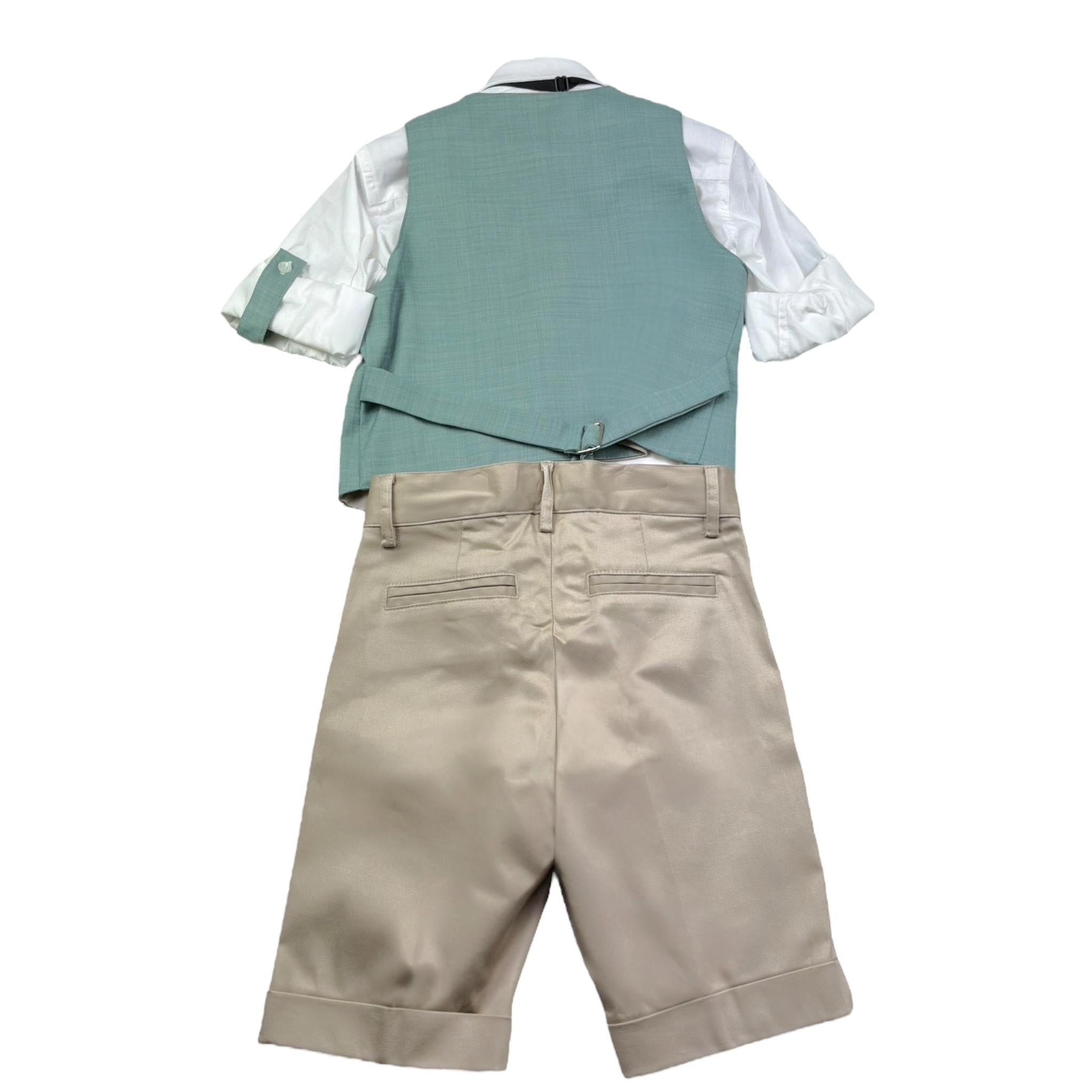 Mai'S Kids Completo 4 Pezzi Camicia-Papillon-Gilet-Pantalone per Bambino BERNARDX VERDE MAI'S KIDS 