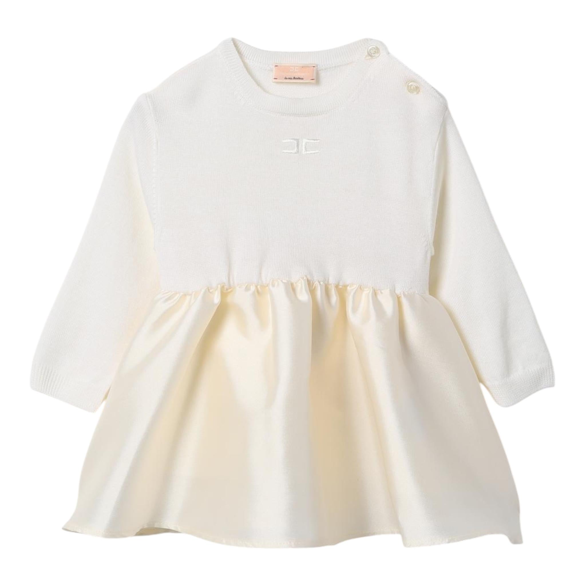 ELISABETTA FRANCHI abito tinta unita girocollo Panna per Neonata ENAB052 PANNA ELISABETTA FRANCHI 