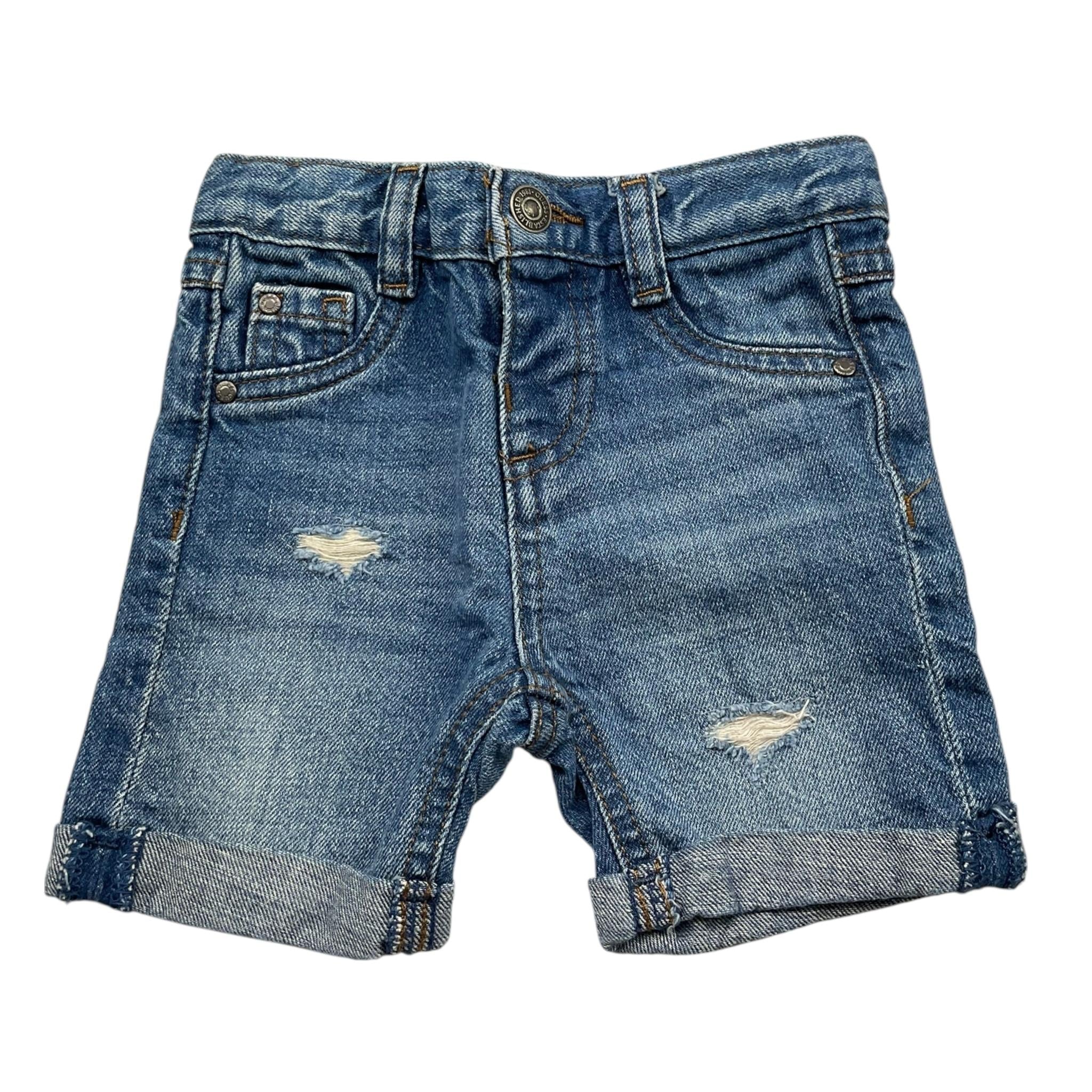 Guess Bermuda In Denim Tinta Unita con Girovita Regolabile per Neonato DHDHH BLU GUESS 