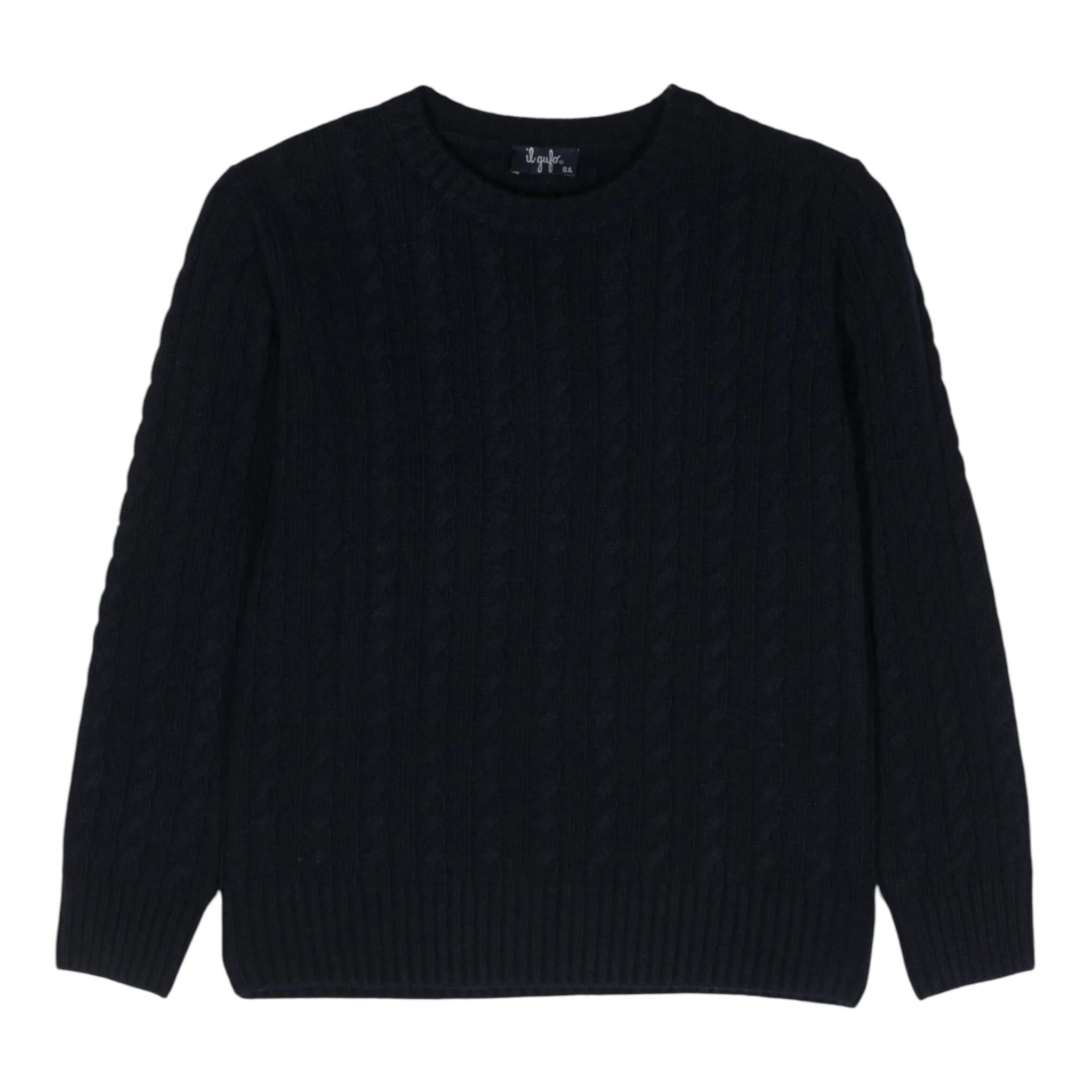 IL GUFO maglia tinta unita con trecce Blu per Bambino A24MA332EM220J BLU IL GUFO 