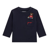 GUESS shirt girocollo tinta unita con stampa Blu per Neonato I4BI00I3Z13 BLU GUESS 