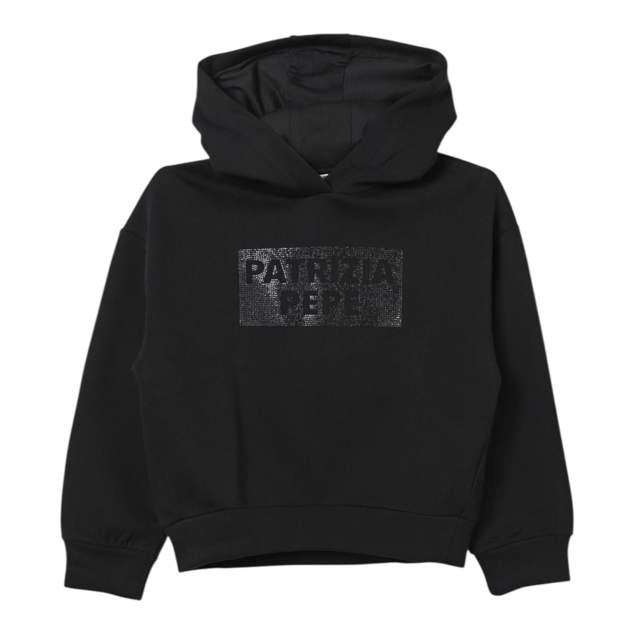 PATRIZIA PEPE felpa chiusa con cappuccio tinta unita con brillantini Nero per Bambina 7M0830 NERO PATRIZIA PEPE 