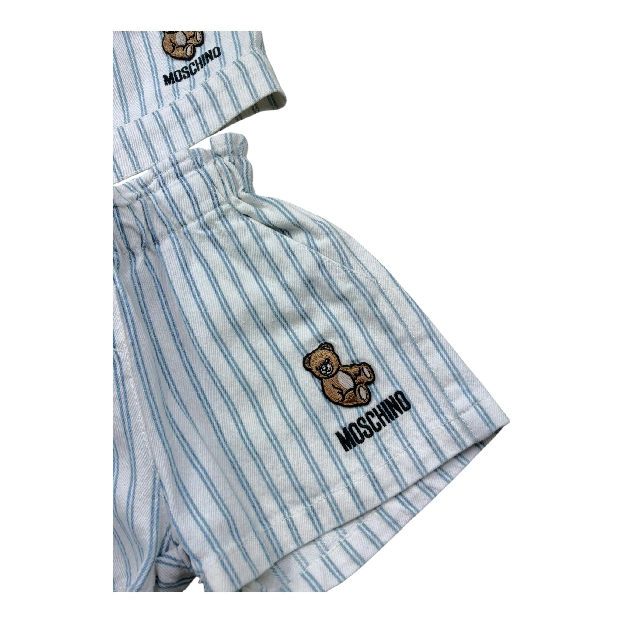 Moschino Completo 2 Pezzi Camicia-Short Tinta Unita Fantasia A Righe per Neonata MDN001 BIANCO MOSCHINO 