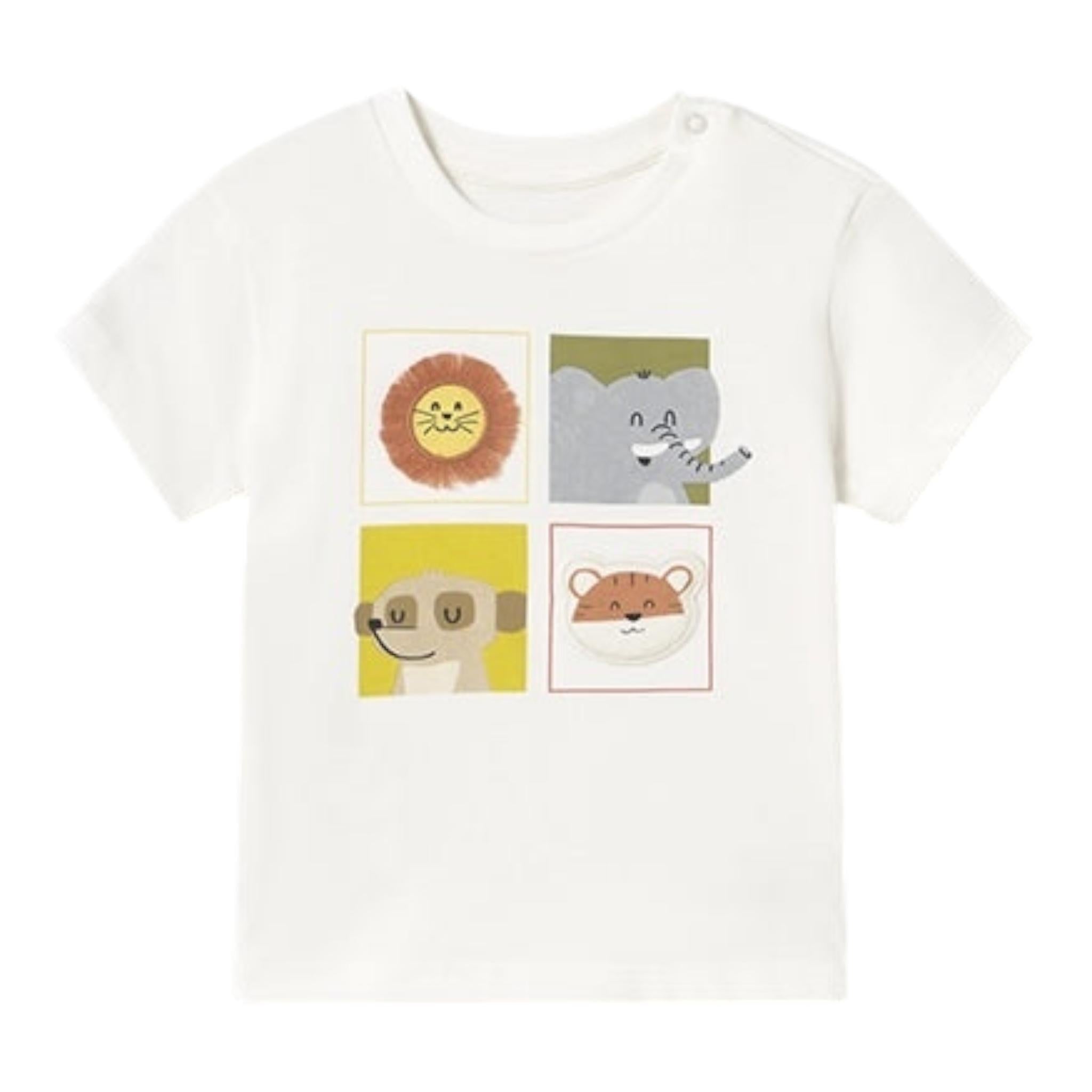 Mayoral T-Shirt Girocollo Tinta Unita con Stampa per Neonato 1056 BIANCO MAYORAL 