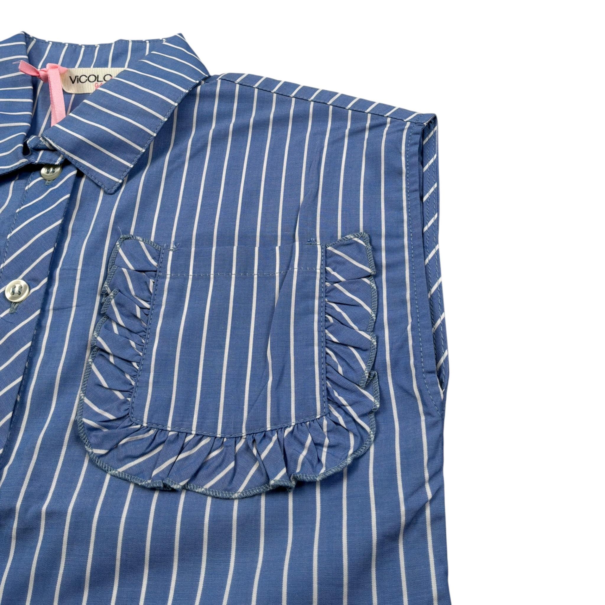 Vicolo Camicia Giromanica tinta unita con Taschino Azzurro per Bambina 3146C0779 AZZURRO VICOLO 