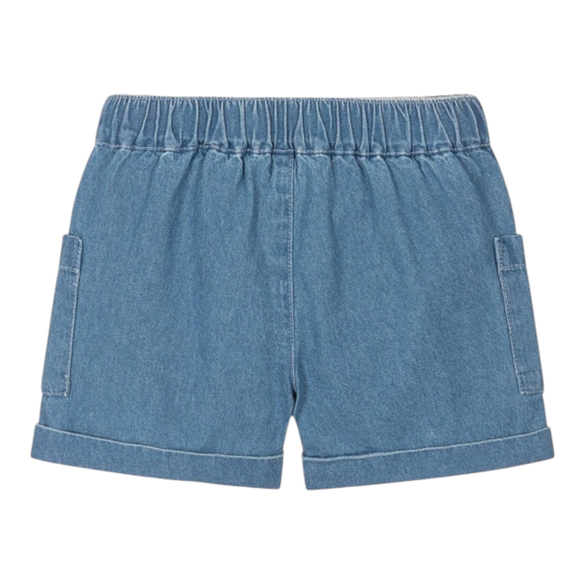 Moschino Short In Denim Tinta Unita con Stampa per Bambina MUQ019 BLU MOSCHINO 