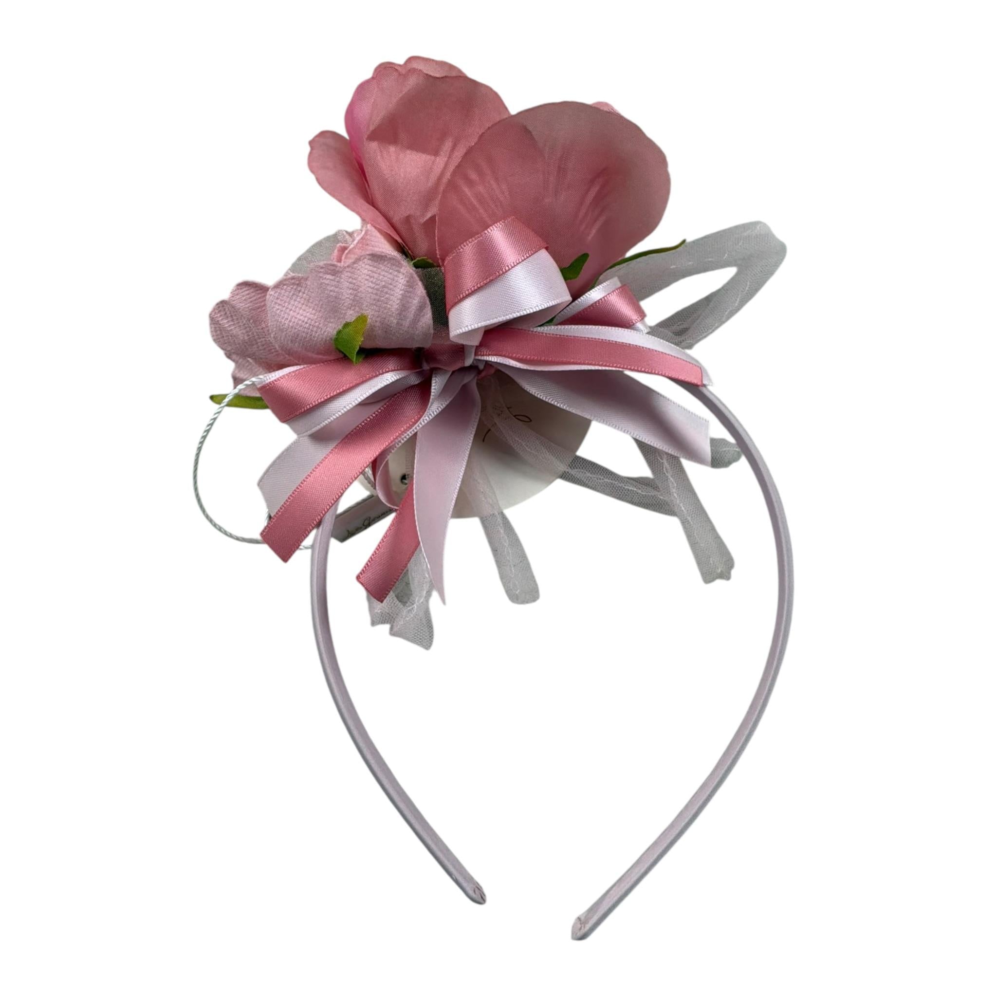 Les Gamins Cerchietto Tinta Unita con Applicazioni Fiori per Bambina 101042 ROSA LES GAMINS 