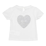 M+E' T-Shirt Girocollo Tinta Unita con Stampa In Contrasto Bianco per Neonata